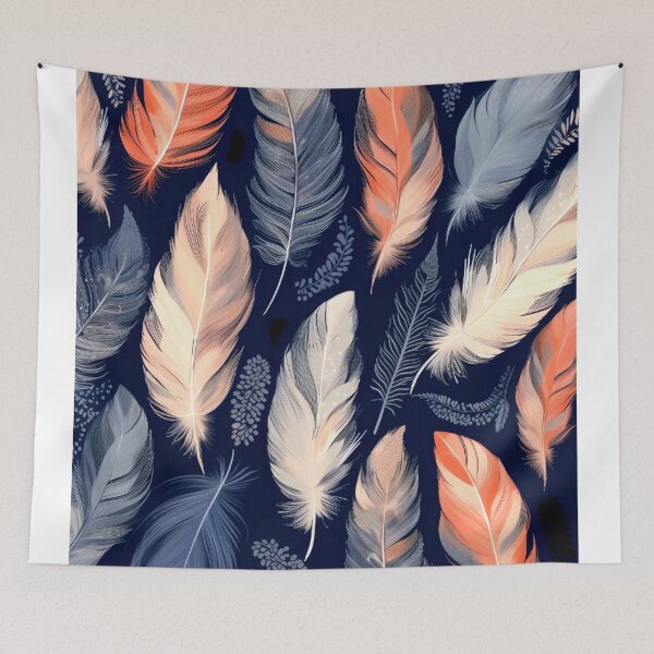 Item preview, Feathers - Coral, navy, gray, silver, gold designed and sold by Highlandkings.