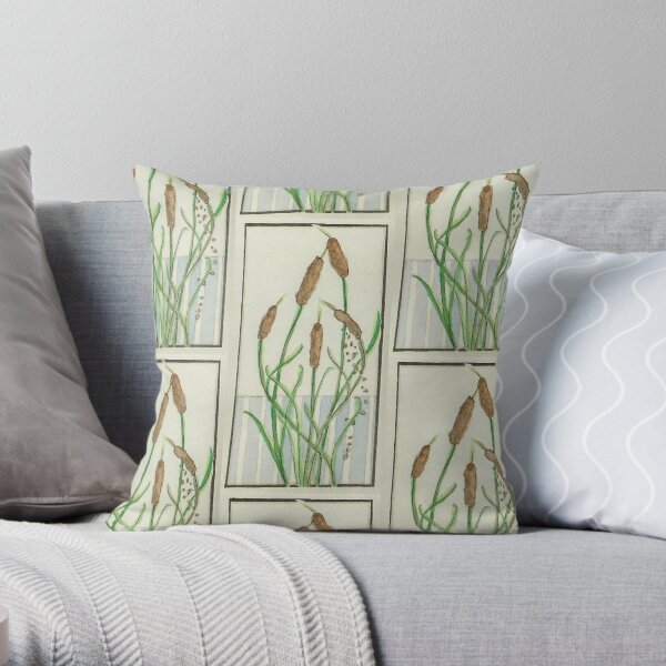 Pen Strips Series #4 Cattails Throw Pillow