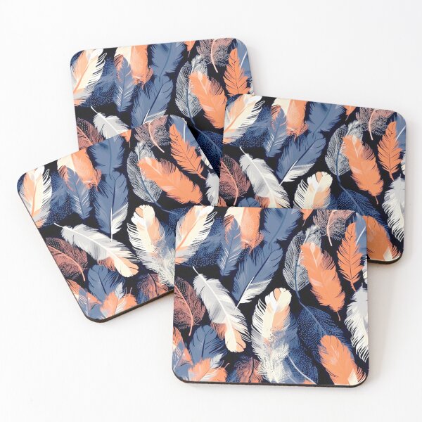Item preview, Feathers - Coral, navy, gray, silver, gold 2 designed and sold by Highlandkings.