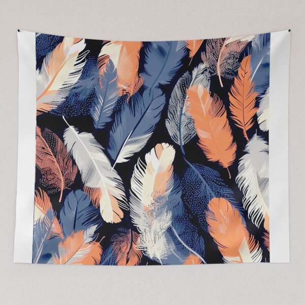Item preview, Feathers - Coral, navy, gray, silver, gold 2 designed and sold by Highlandkings.