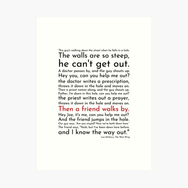 A Guy Falls In a Hole - Leo McGarry Art Print