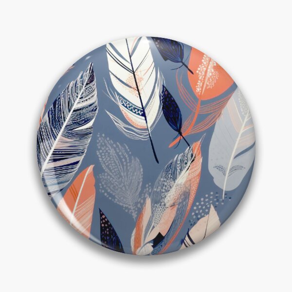 Item preview,  Feathers - Coral, navy, gray, silver, gold 3 designed and sold by Highlandkings.