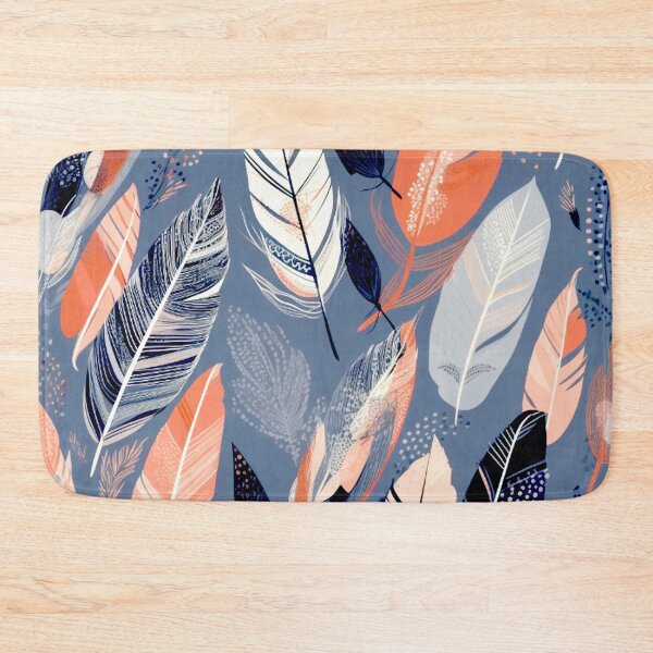 Item preview,  Feathers - Coral, navy, gray, silver, gold 3 designed and sold by Highlandkings.