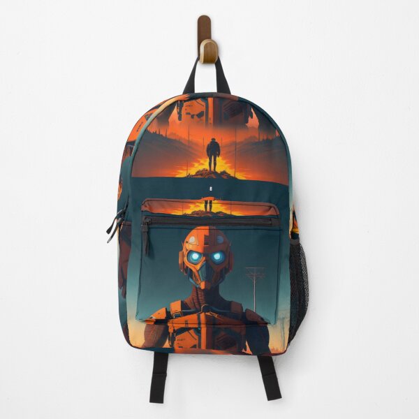Item preview, Giant Robot Front of A Man Futuristic apocalyptic  designed and sold by Neer arts.