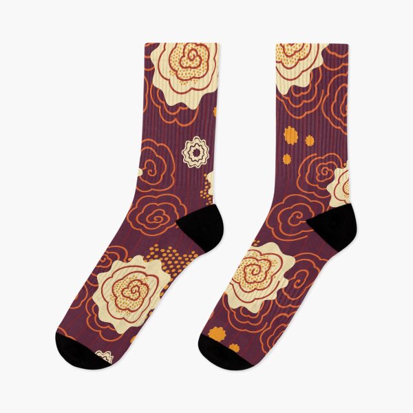 Item preview, Dusky rose retro mid-century flowers pattern - orange, purple, yellow designed and sold by Arubi-Art.