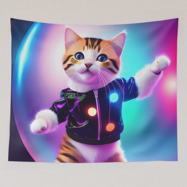 Item preview, Disco Dancing cat - Modern digital art designed and sold by Ai-michiart.