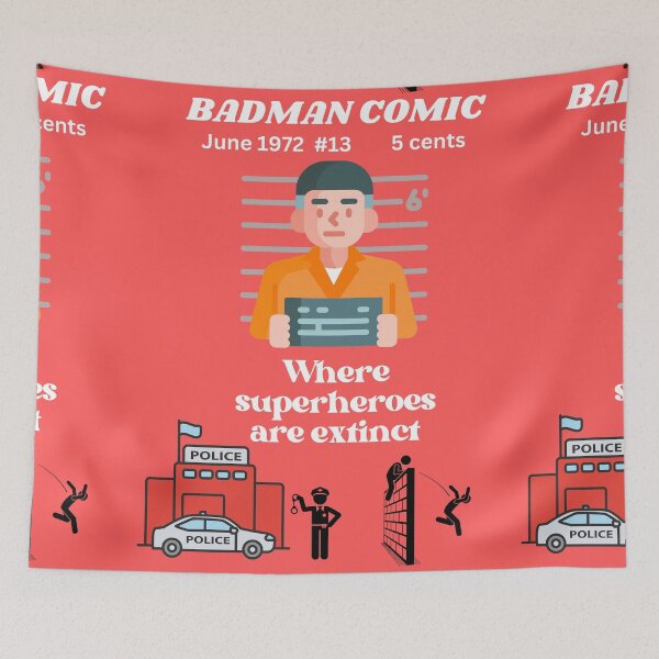Item preview, Badman Comic where superheroes are extinct  designed and sold by CannyGoods.