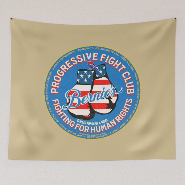 Item preview, PMD01026 Progressive Movement Designs Bernies Progressive Fight Club USA flag boxing gloves design shows you support human rights democracy progressive goals for Progressives Democrats Independents designed and sold by ProgressiveLeft.