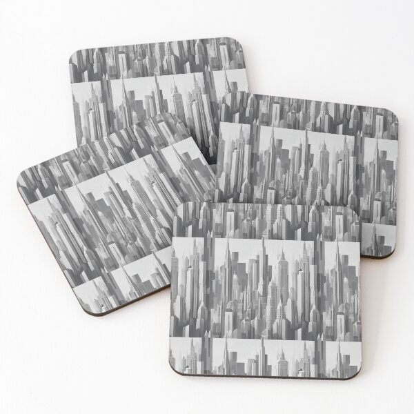 Item preview, White, grey and black intricate city pattern  designed and sold by Theo-B.