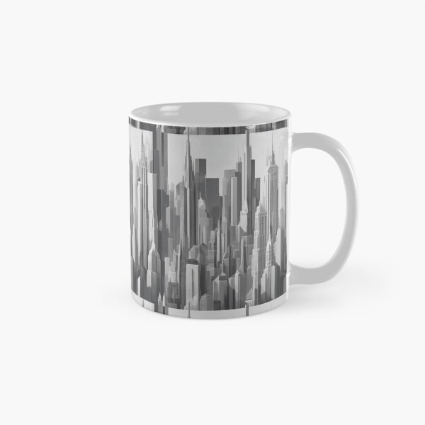 Item preview, White, grey and black intricate city pattern  designed and sold by Theo-B.
