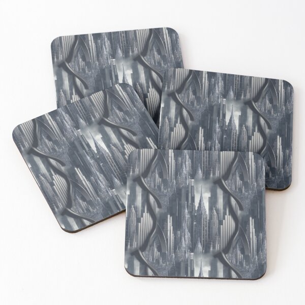 Item preview, Grey and black intricate city pattern  designed and sold by Theo-B.