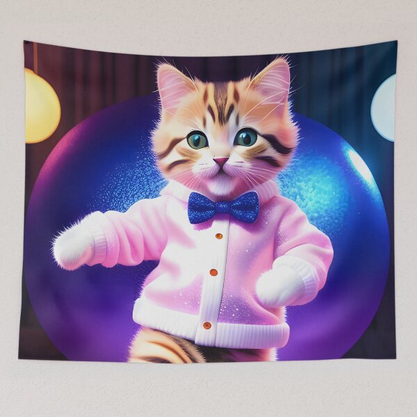 Item preview, Disco Dancing cat - Modern digital art designed and sold by Ai-michiart.