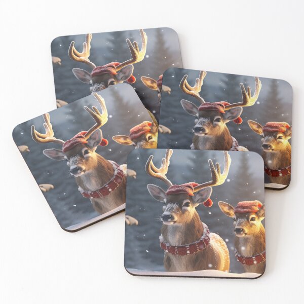 Item preview, Beautiful buck and deer on snowy Christmas night. designed and sold by MargaretWiktor.