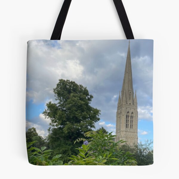 Item preview, St Mary's Church tower from Clissold Park with purple wisteria designed and sold by NesheYx.