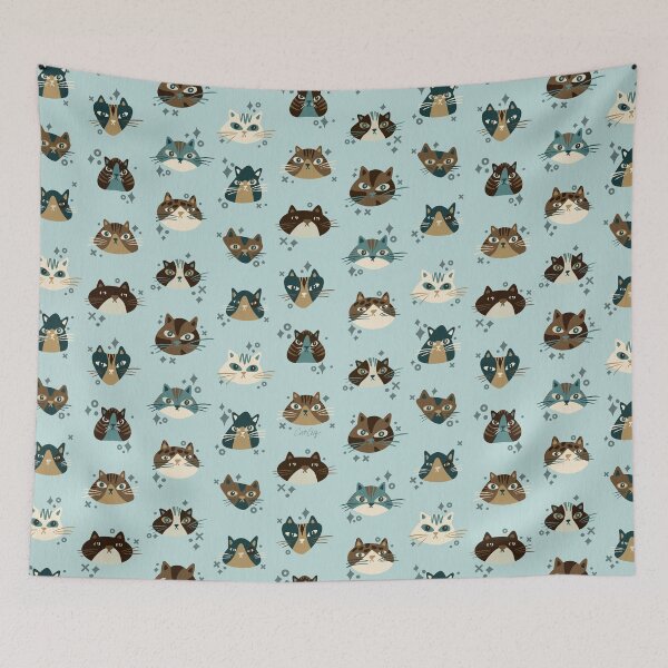 Item preview, Cat Faces Collection – Blue & Tan designed and sold by Cat Coquillette.