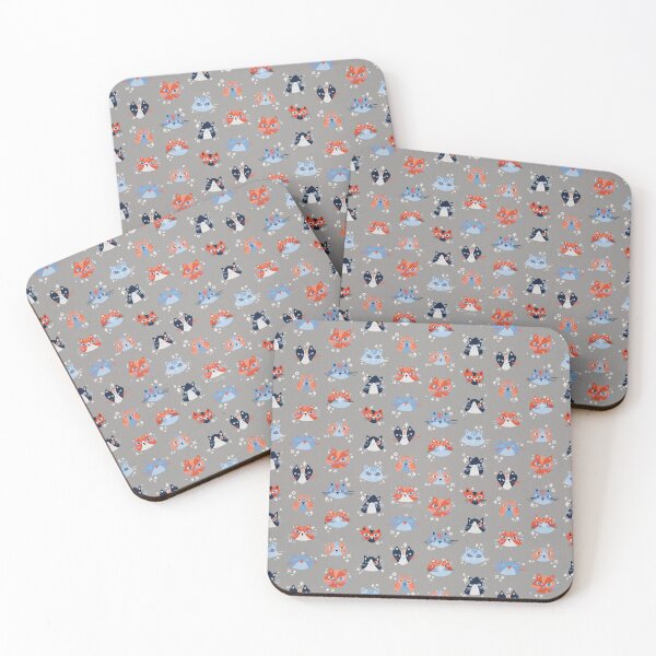Item preview, Cat Faces Collection – Coral & Blue designed and sold by Cat Coquillette.