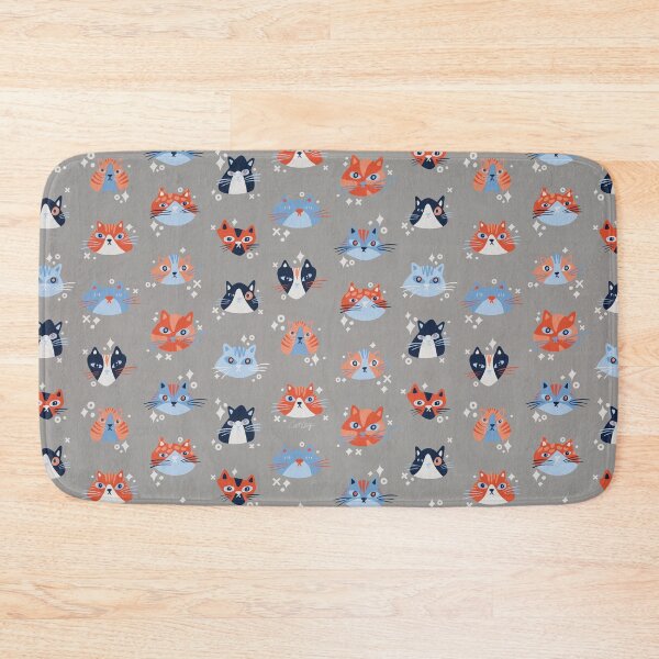 Item preview, Cat Faces Collection – Coral & Blue designed and sold by Cat Coquillette.