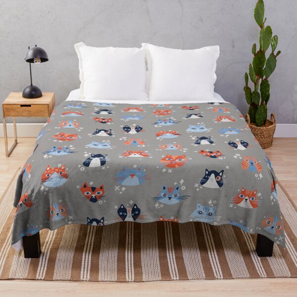 Item preview, Cat Faces Collection – Coral & Blue designed and sold by Cat Coquillette.