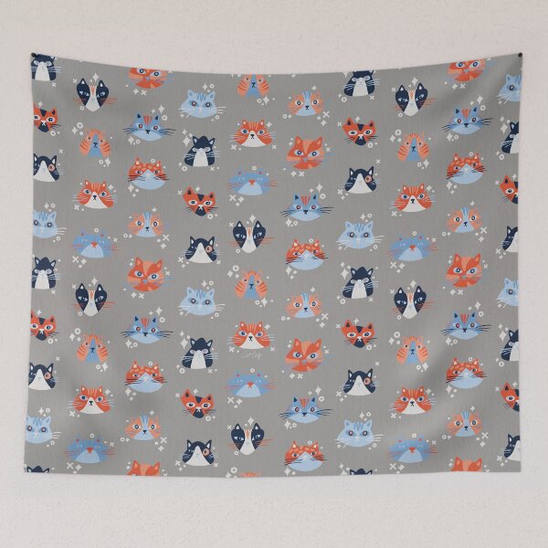 Item preview, Cat Faces Collection – Coral & Blue designed and sold by Cat Coquillette.