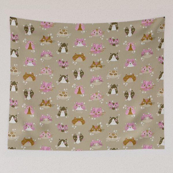 Item preview, Cat Faces Collection – Ochre & Pink designed and sold by Cat Coquillette.