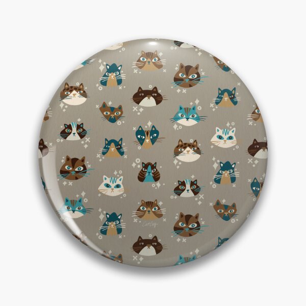 Item preview, Cat Faces Collection – Teal & Brown designed and sold by Cat Coquillette.