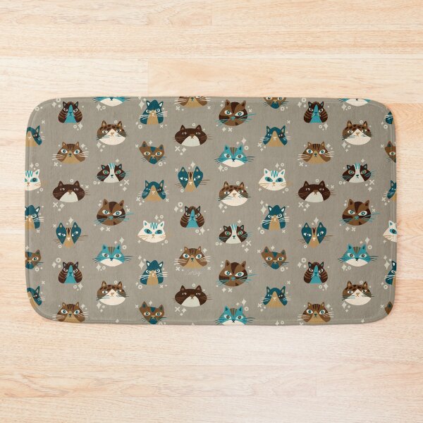 Item preview, Cat Faces Collection – Teal & Brown designed and sold by Cat Coquillette.