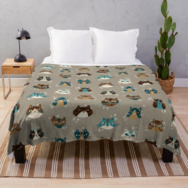 Item preview, Cat Faces Collection – Teal & Brown designed and sold by Cat Coquillette.