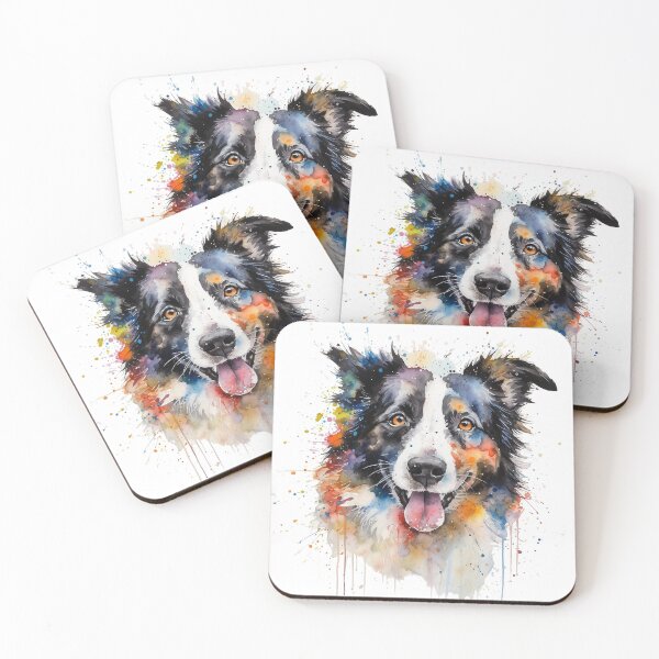Artikelvorschau, Border Collie Hund helle Aquarellmalerei entworfen und verkauft von Bug & Brush.