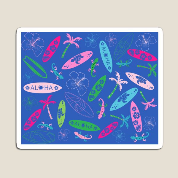 Item preview, Aloha Bright Blue, Pink, and Greens - Repeat Pattern designed and sold by PompousPeasant.