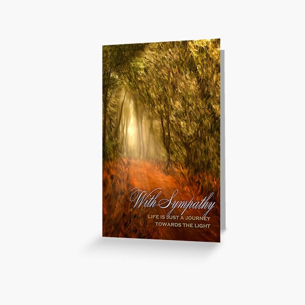 With Sympathy Divine Light Forest Painting Greeting Card
