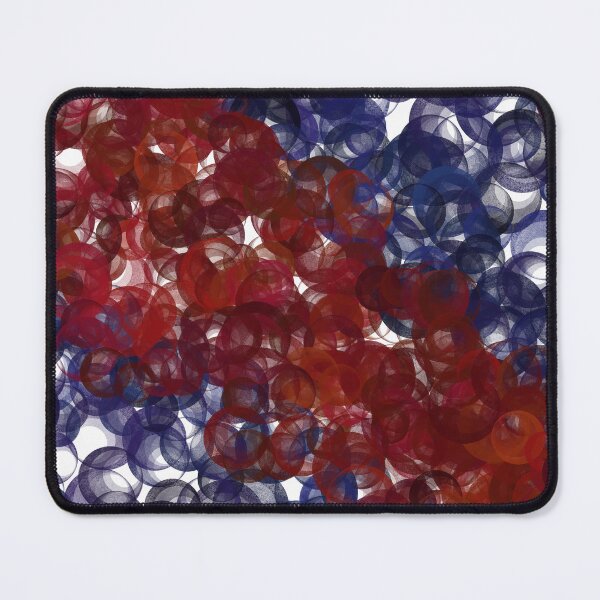 Item preview, Hand-Drawn Red and Blue Abstract Circle Pattern on White designed and sold by BlueMoonBarn.