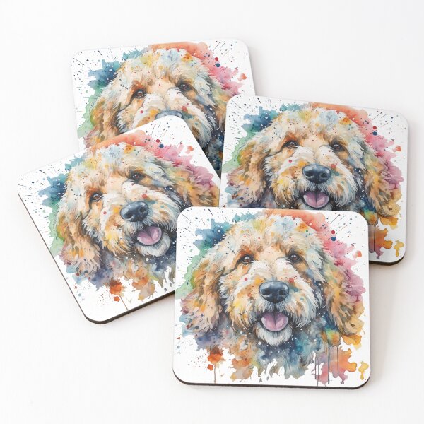 Item preview, Golden Doodle Pintura Acuarela Brillante Labradoodle designed and sold by Bug & Brush.