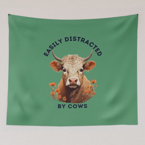 Item preview, Easily Distracted by Cows Retro Design | Funny Cow Lover  designed and sold by The Whimsical Homestead.