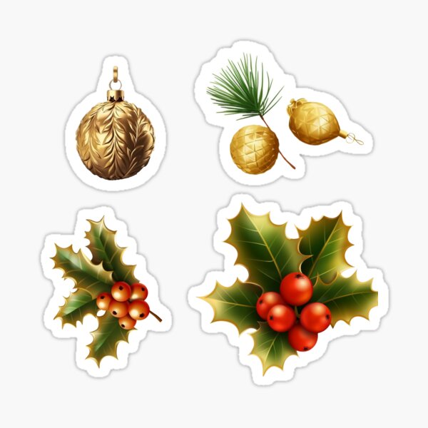 Artikel-Vorschau von Aufkleberpaket Neujahrsillustrationselement. Eine Sammlung modischer Pins. Weihnachten festlich, designt und verkauft von Anastasiia Yurevych.