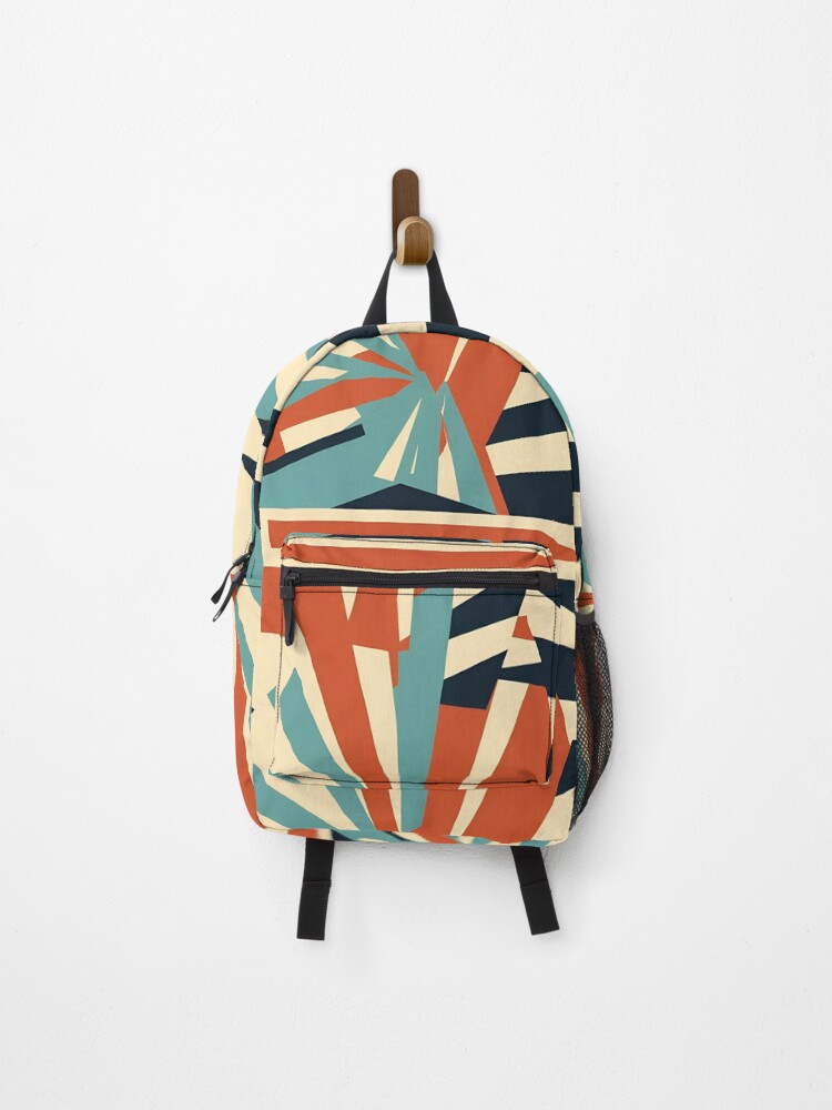 Thumbnail 1 of 3, Backpack, Retro Blue Red Rays Abstract Pattern designed and sold by Sturdust.