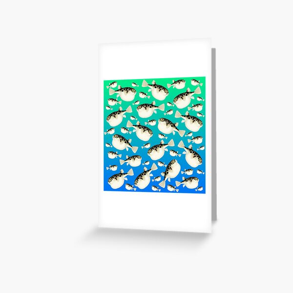 Puffer Fish Turquoise Blue Pattern Greeting Card