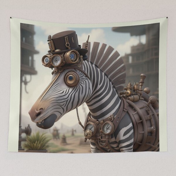 Item preview, Steampunk Zebra Art Painting Design Print designed and sold by randomtdesigns.