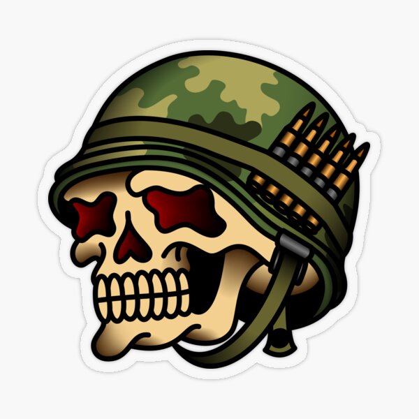 Salty-Dog Vintage American Traditional War Skull Transparent Sticker