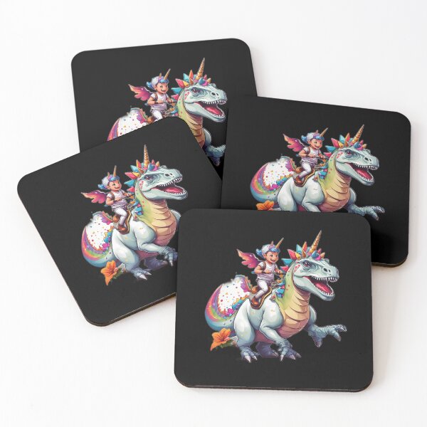 Item preview, boy Unicorn Riding Dinosaur, T-Rex Funny Unicorns Party Rainbow Squad Gifts for Kids Boys Girls  designed and sold by teesBYAlioui.