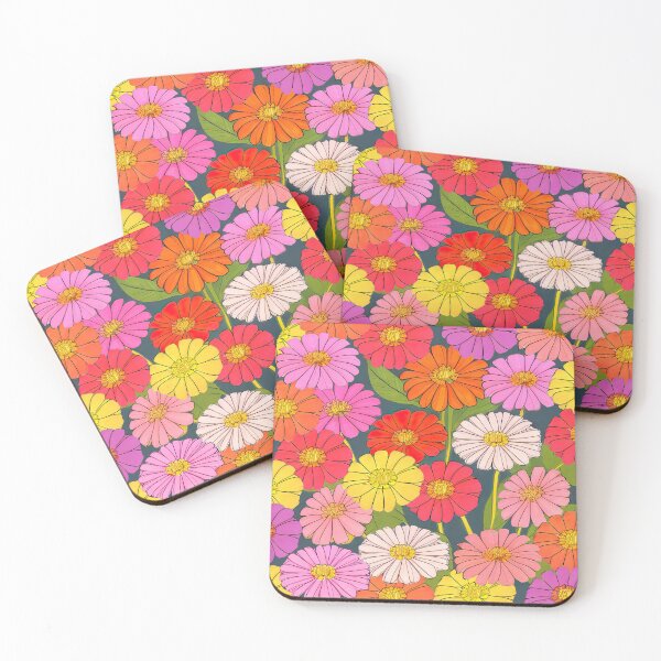 Item preview, Zinnias Daisies Floral Wild Red Pink Yellow designed and sold by NOTSNIW ART.