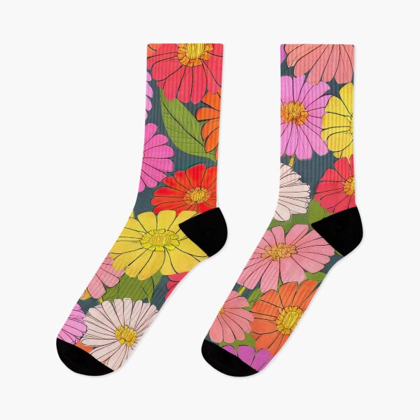 Item preview, Zinnias Daisies Floral Wild Red Pink Yellow designed and sold by NOTSNIW ART.