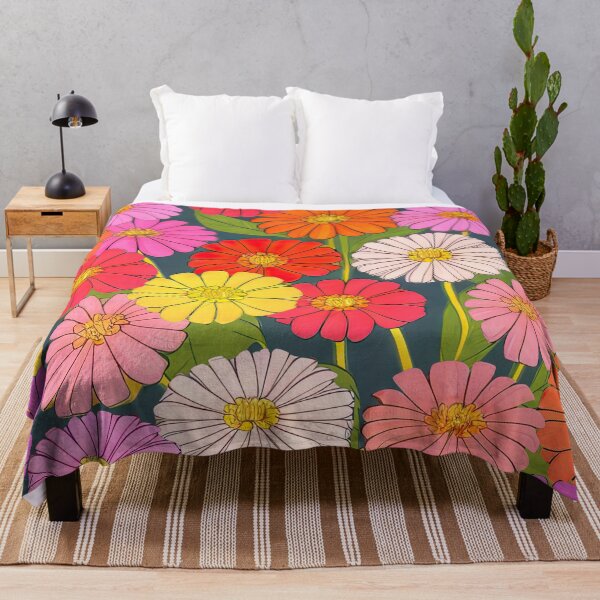 Item preview, Zinnias Daisies Floral Wild Red Pink Yellow designed and sold by NOTSNIW ART.