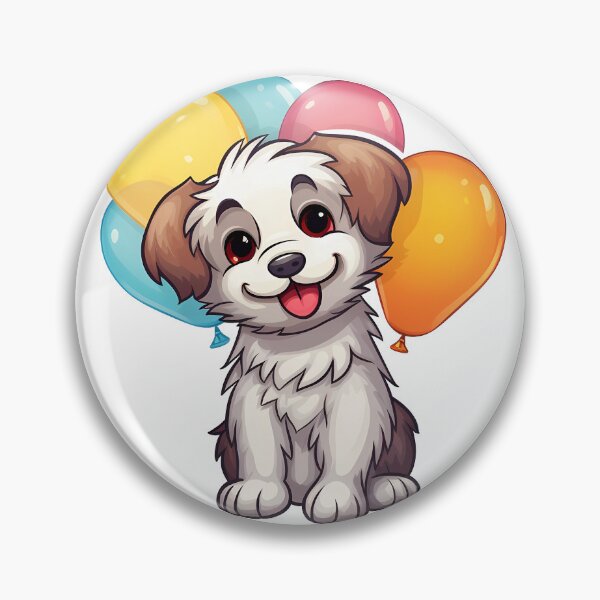 Item preview, Cute dog puppy smiling with balloons designed and sold by ladysticky.