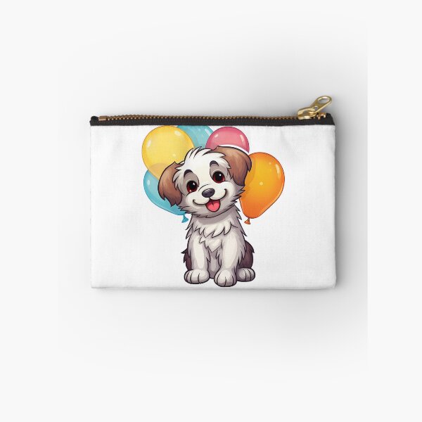 Item preview, Cute dog puppy smiling with balloons designed and sold by ladysticky.
