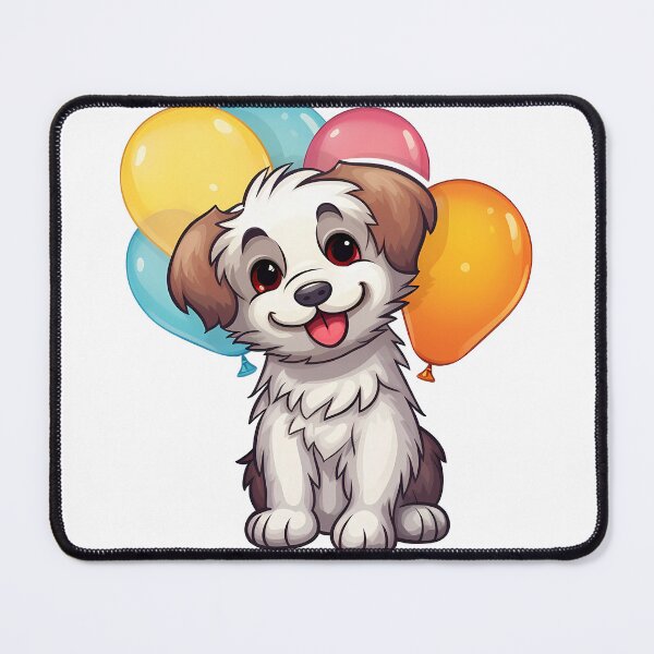 Item preview, Cute dog puppy smiling with balloons designed and sold by ladysticky.