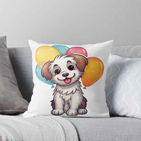 Item preview, Cute dog puppy smiling with balloons designed and sold by ladysticky.