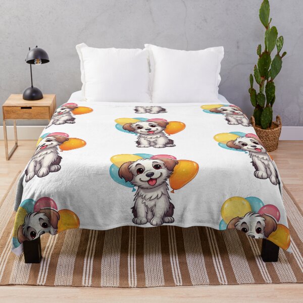 Item preview, Cute dog puppy smiling with balloons designed and sold by ladysticky.