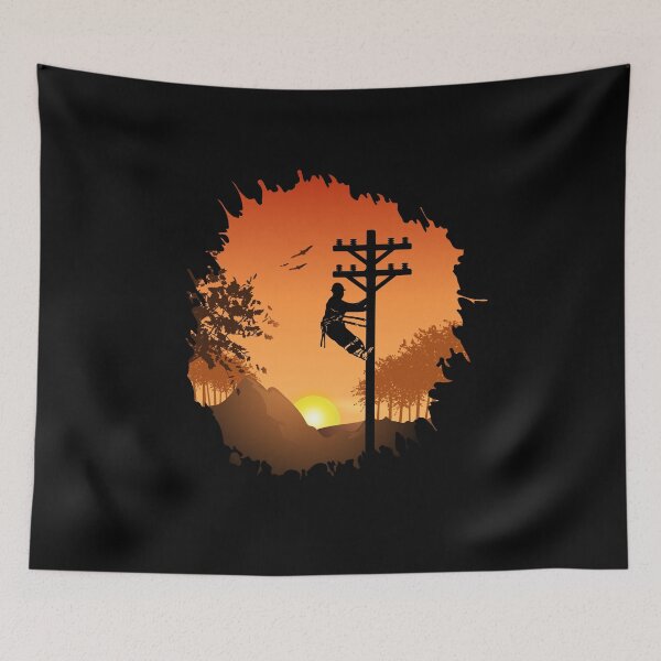 Item preview, Retro Lineman Sunset Father Men Electric Cable Lineman designed and sold by DSWShirts.