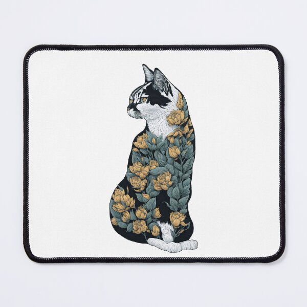 Item preview, Cat in Flower Tattoo - Whimsical Artwork Celebrating Feline Beauty designed and sold by Dream369.