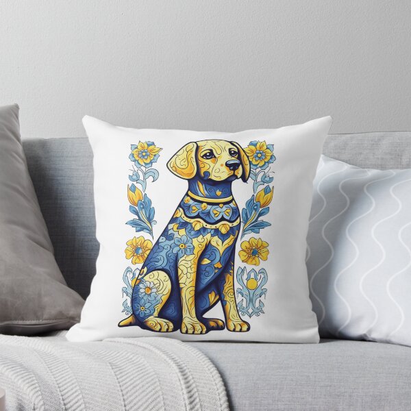 Item preview, Dog surrounded by yellow flowers – MAJOLICA PATTERN 01 designed and sold by MadamPaperHazel.